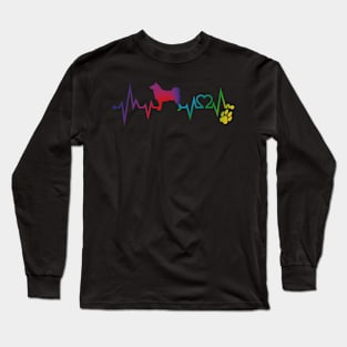 Shiba inu  Colorful Heartbeat, Heart & Dog Paw Long Sleeve T-Shirt